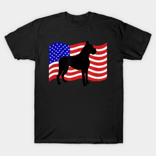 Boxer Dog American Flag Vintage Retro T-Shirt